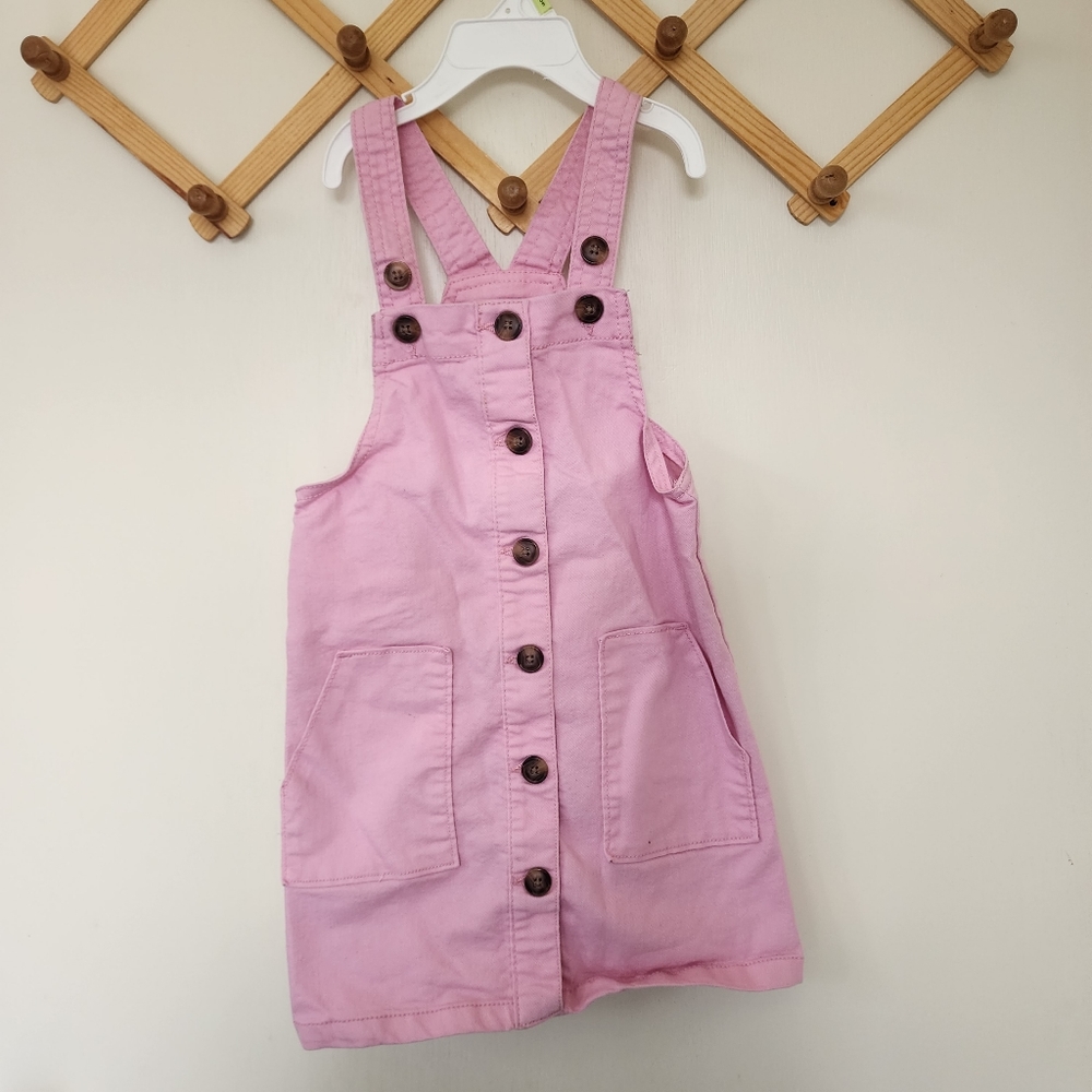 🍭2/$15 Wonder Nation 5T pink overall jumper dress Used good condition